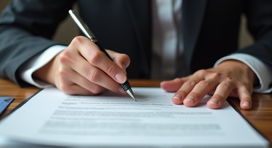 An elderly person reading documents and preparing to write a will, the word 'WILL' is clearly visible.